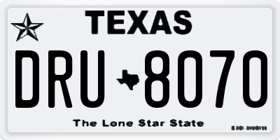 TX license plate DRU8070