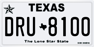TX license plate DRU8100