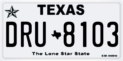 TX license plate DRU8103