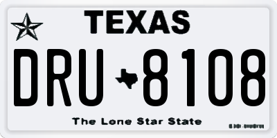 TX license plate DRU8108