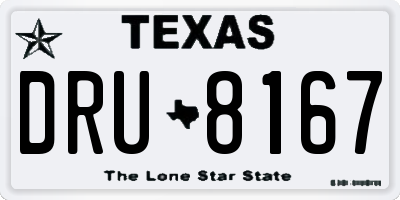 TX license plate DRU8167