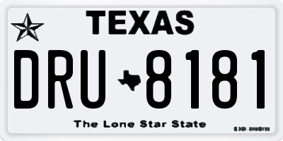 TX license plate DRU8181