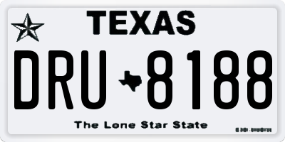 TX license plate DRU8188