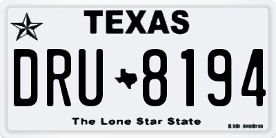 TX license plate DRU8194