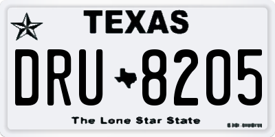 TX license plate DRU8205