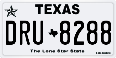 TX license plate DRU8288