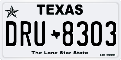 TX license plate DRU8303