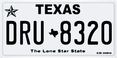 TX license plate DRU8320