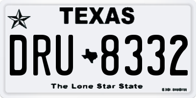 TX license plate DRU8332