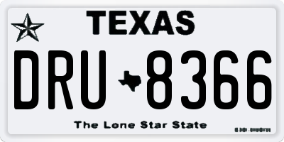 TX license plate DRU8366