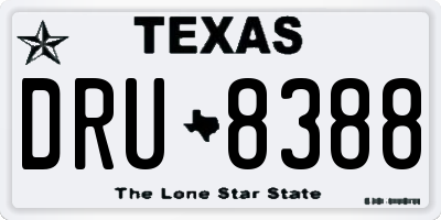 TX license plate DRU8388