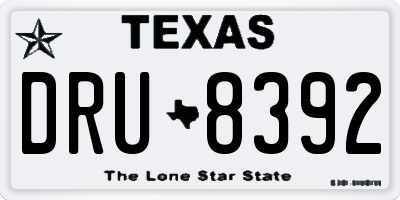 TX license plate DRU8392