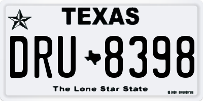 TX license plate DRU8398