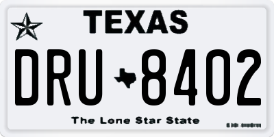 TX license plate DRU8402