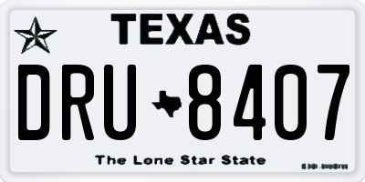 TX license plate DRU8407