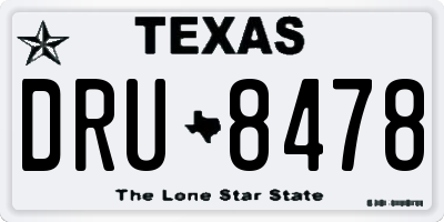 TX license plate DRU8478