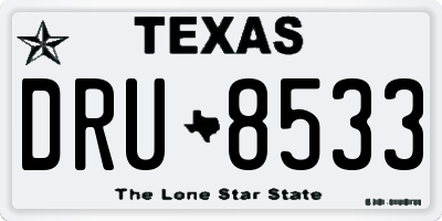 TX license plate DRU8533