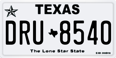 TX license plate DRU8540