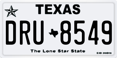 TX license plate DRU8549