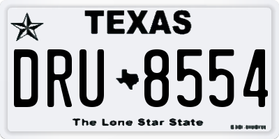 TX license plate DRU8554