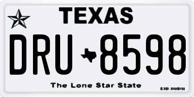 TX license plate DRU8598