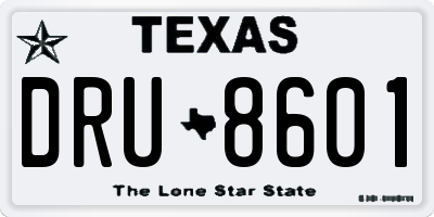TX license plate DRU8601