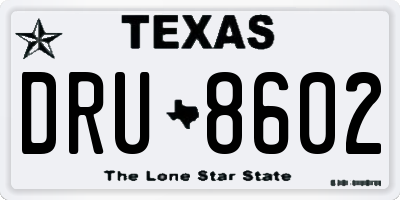 TX license plate DRU8602
