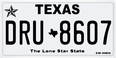 TX license plate DRU8607