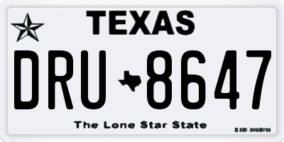 TX license plate DRU8647