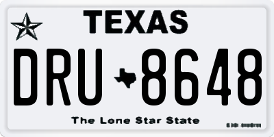 TX license plate DRU8648