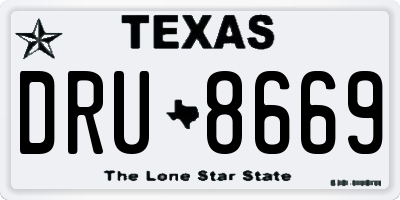 TX license plate DRU8669