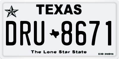 TX license plate DRU8671