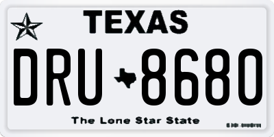 TX license plate DRU8680
