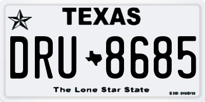 TX license plate DRU8685