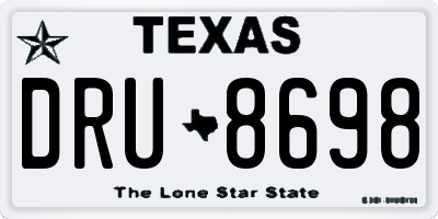 TX license plate DRU8698