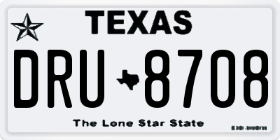 TX license plate DRU8708