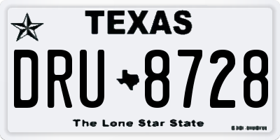 TX license plate DRU8728
