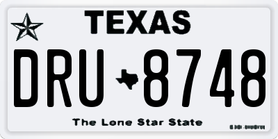 TX license plate DRU8748