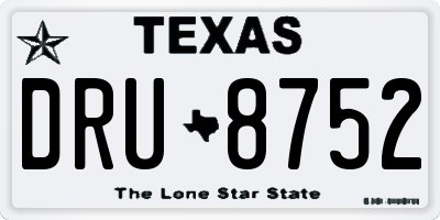 TX license plate DRU8752