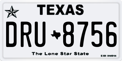 TX license plate DRU8756