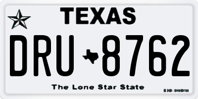 TX license plate DRU8762