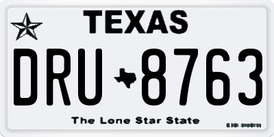 TX license plate DRU8763