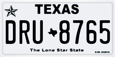 TX license plate DRU8765