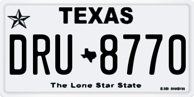 TX license plate DRU8770