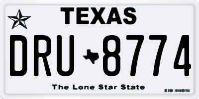 TX license plate DRU8774
