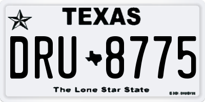 TX license plate DRU8775