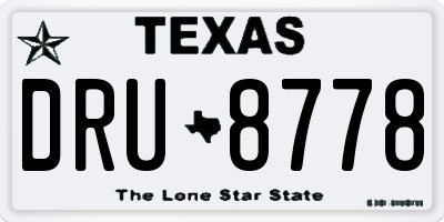 TX license plate DRU8778