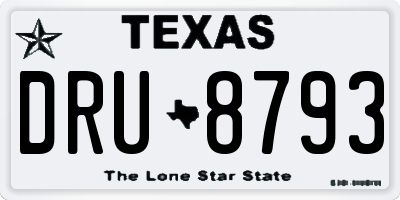 TX license plate DRU8793
