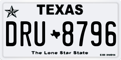 TX license plate DRU8796