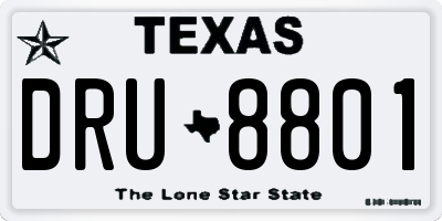 TX license plate DRU8801